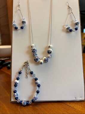 Blue & White Porcelain Bead Necklace — Women's Jewelry